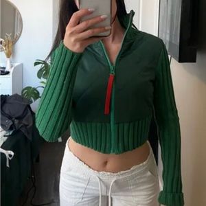 BDG Quilted Zip-Up Sweater